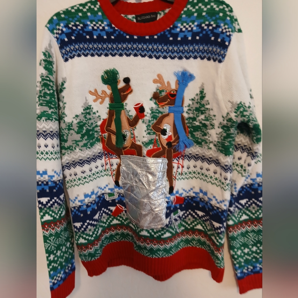 Blizzard Bay Holiday Reindeer Sweater - Red, Green, Blue